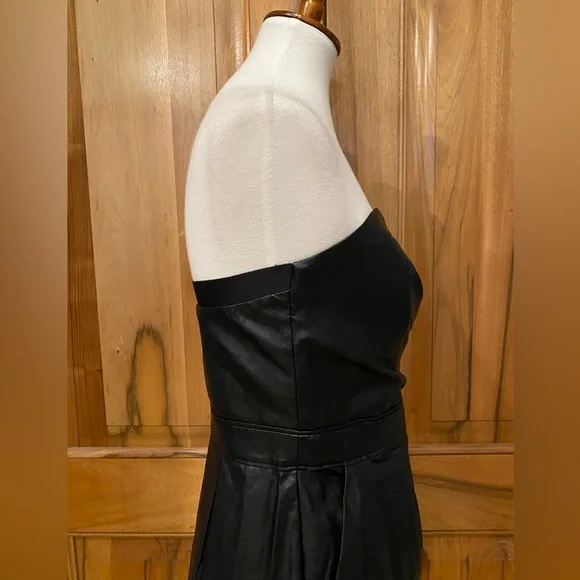 Rachel Roy Strapless Black Pleather Jumpsuit/ Pockets Draped/Boned Bodice EUC 6 - Picture 12 of 16